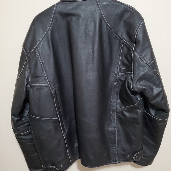 Black Brand motorcycle clothing leather jacket - Picture 8 of 8